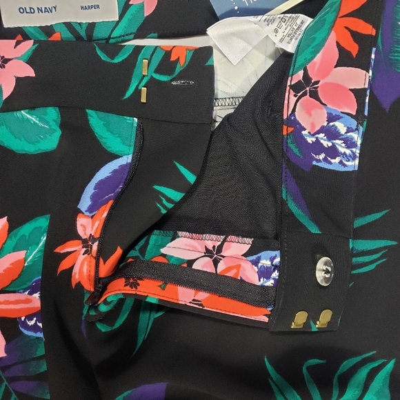 Old Navy Harper Ankle Pants Size 24 Floral Print Wrinkle Free Colorful Workwear - Picture 8 of 14